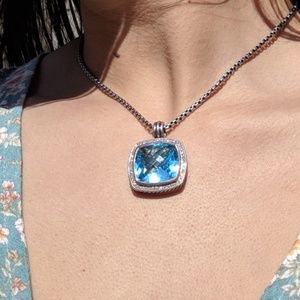 David Yurman Albion Pendant Blue Topaz & Diamonds